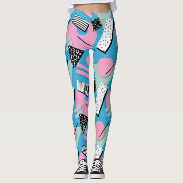 Adorables Synthwave/Vaporwave Style Yoga Leggings (Front)