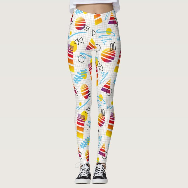 Adorables Synthwave/Vaporwave Style Yoga Leggings (Front)