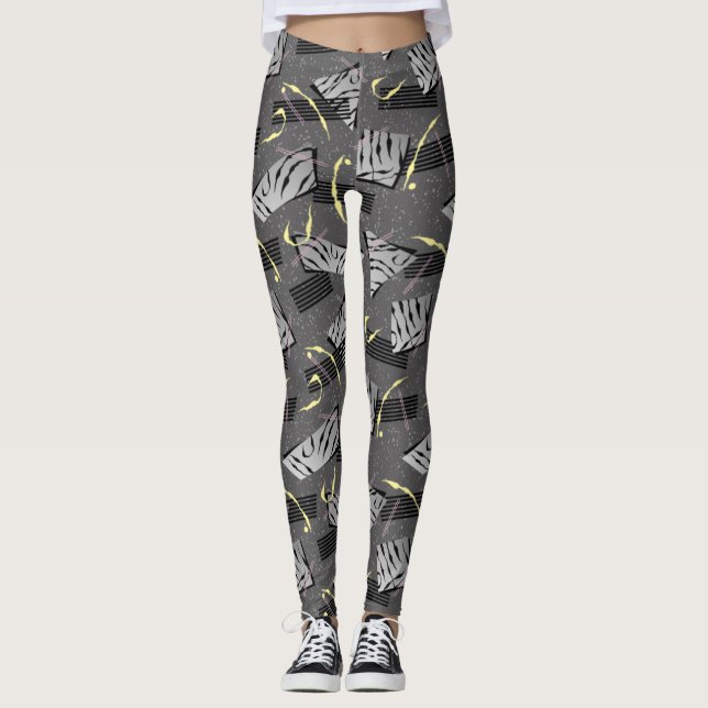 Adorables Synthwave/Vaporwave Style Yoga Leggings (Front)