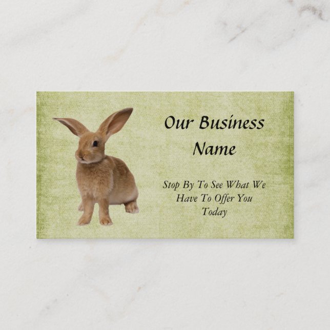 Adorably Cute- Floppy Bunny- Biz Card (Front)
