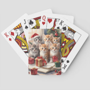 Adorably Cute Kittens with Presents Christmas Tree Playing Cards
