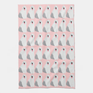 Adorably Cute Old English Sheepdog Kind of Girly Kitchen Towel