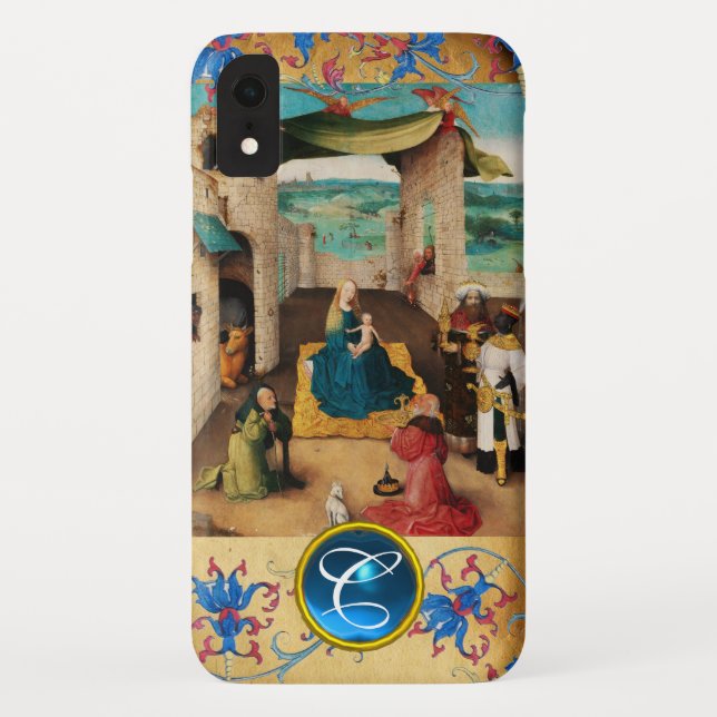 ADORATION OF MAGI CHRISTMAS PARCHMENT GEM MONOGRAM Case-Mate iPhone CASE (Back)