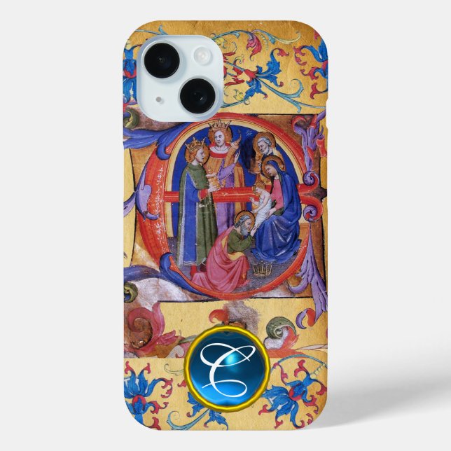 ADORATION OF MAGI CHRISTMAS PARCHMENT MONOGRAM Case-Mate iPhone CASE (Back)