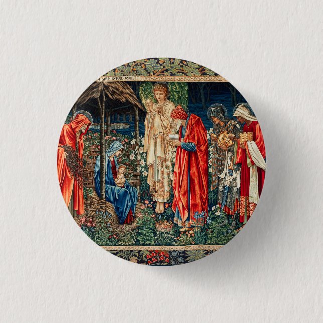 ADORATION OF MAGI Morris,Burne-Jones  1 Inch Round Button (Front)