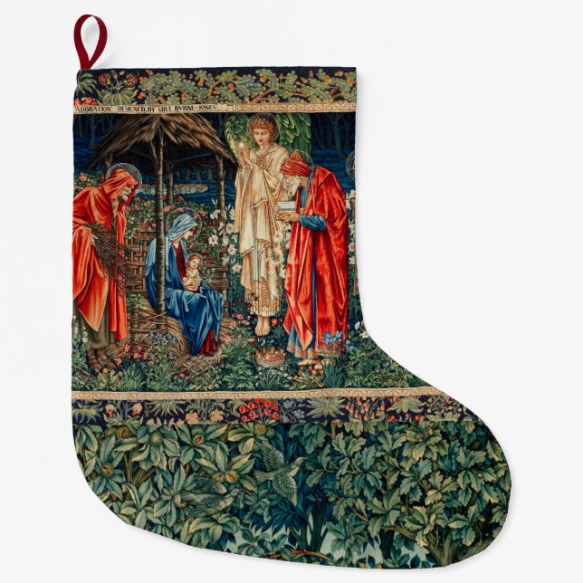 ADORATION OF MAGI Morris,Burne-Jones Christmas  Large Christmas Stocking (Front)