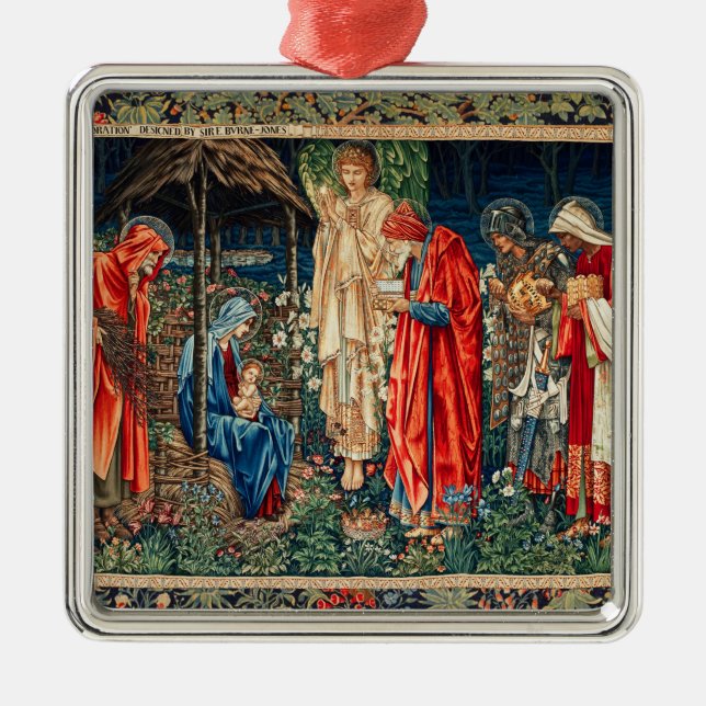 ADORATION OF MAGI Morris,Burne-Jones Christmas  Metal Ornament (Front)