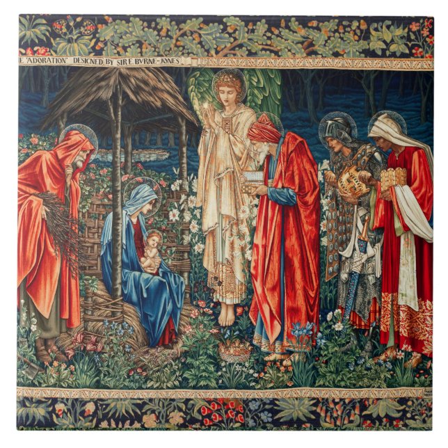ADORATION OF MAGI Morris,Burne-Jones Tile (Front)
