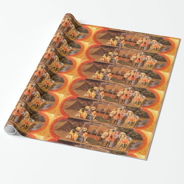 ADORATION OF MAGI / NATIVITY CHRISTMAS GREETINGS WRAPPING PAPER (Unrolled)