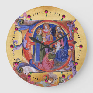 ADORATION OF MAGI NATIVITY CHRISTMAS PARCHMENT LARGE CLOCK