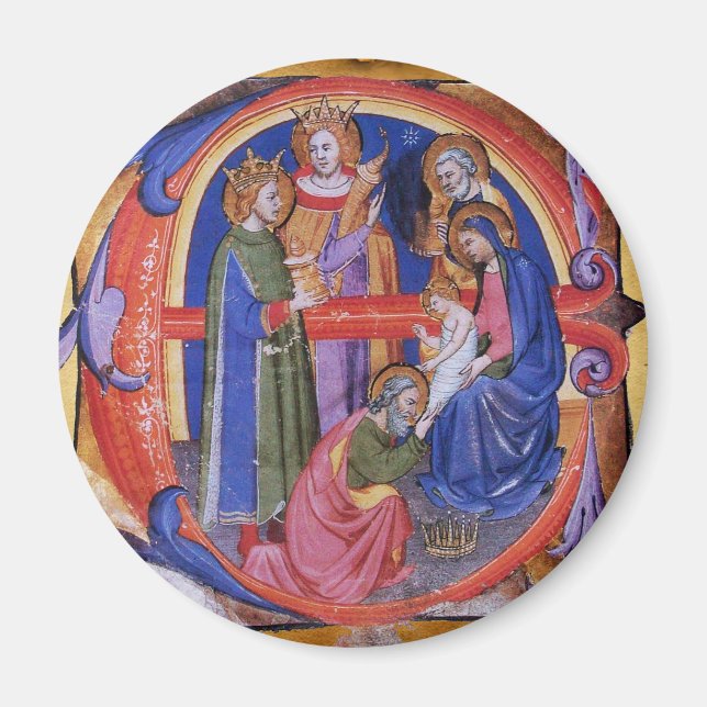 ADORATION OF MAGI NATIVITY CHRISTMAS PARCHMENT MAGNET (Front)