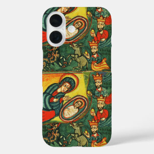 ADORATION OF MAGI ,PRIMITIVE NATIVITY Christmas  iPhone 16 Case