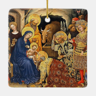 Adoration of Shepherds and Magi Christmas Ceramic Ornament