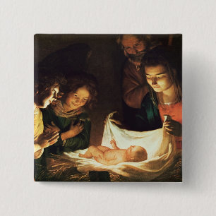 Adoration of the baby, c.1620 2 inch square button