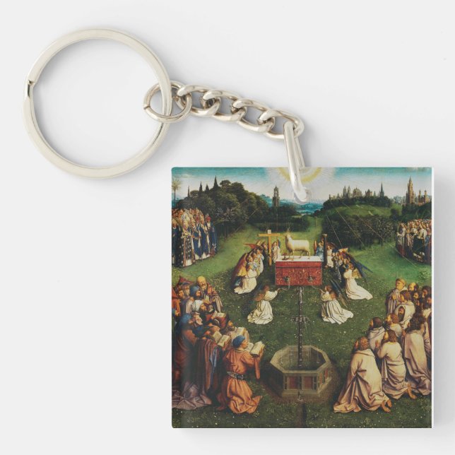 Adoration of the Lamb by Jan van Eyck Keychain (Front)