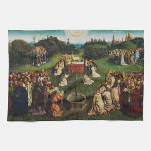 Adoration of the Lamb by Jan van Eyck Kitchen Towel