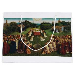 Adoration of the Lamb by Jan van Eyck Large Gift Bag