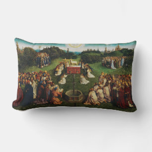Adoration of the Lamb by Jan van Eyck Lumbar Pillow