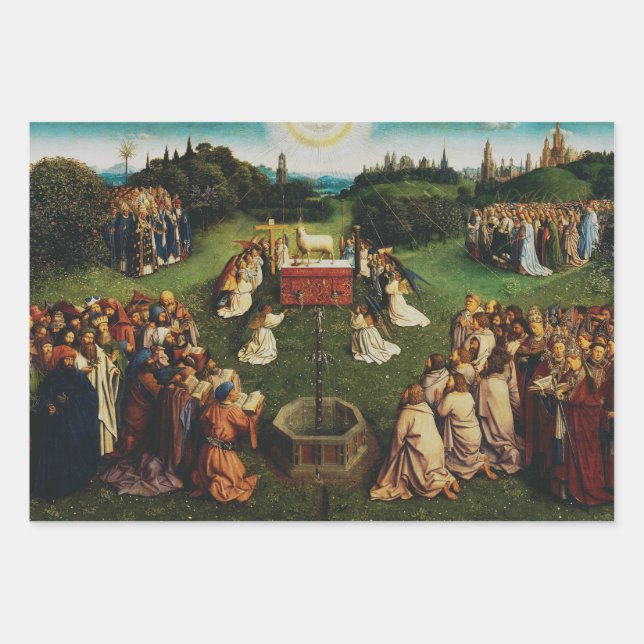 Adoration of the Lamb by Jan van Eyck Wrapping Paper Sheet (Front)