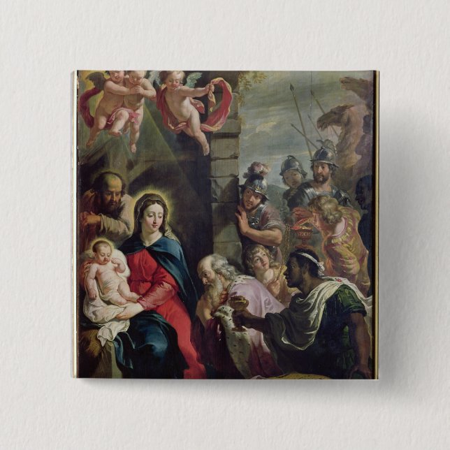 Adoration of the Magi 2 Inch Square Button (Front)