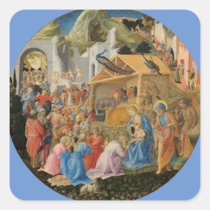 Adoration of the Magi by Fra Angelico and Filippo  Square Sticker