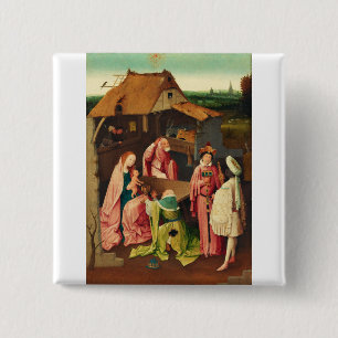 Adoration of the Magi by Hieronymus Bosch 2 Inch Square Button