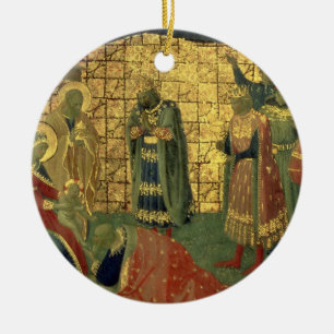 Adoration of the Magi, detail from a predella pane Ceramic Ornament