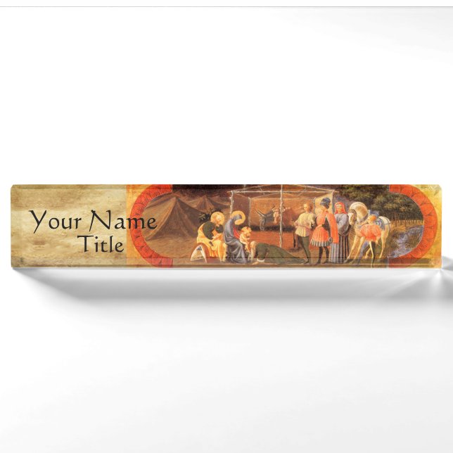 ADORATION OF THE MAGI NATIVITY PARCHMENT NAMEPLATE (Front)