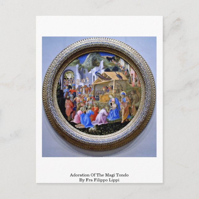 Adoration Of The Magi Tondo By Fra Filippo Lippi Postcard (Front)