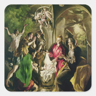Adoration of the Shepherds, 1603-05 Square Sticker