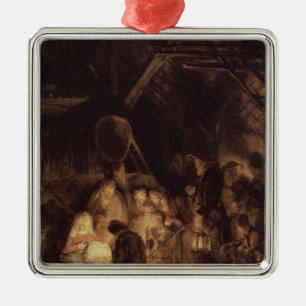 Adoration of the Shepherds, 1646 Metal Ornament