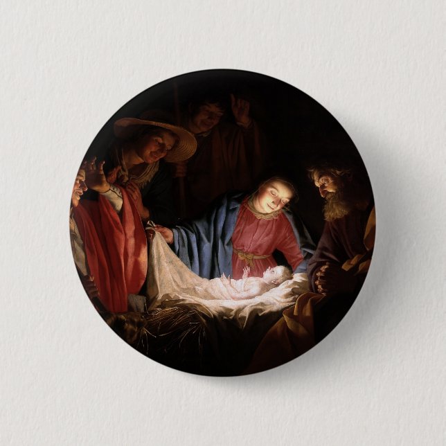 Adoration of the Shepherds by Gerard van Honthorst 2 Inch Round Button (Front)