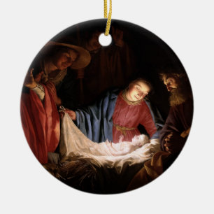 Adoration of the Shepherds by Gerard van Honthorst Ceramic Ornament