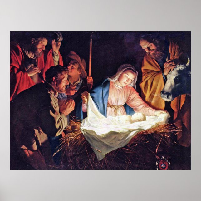 Adoration of the Shepherds by Gerard van Honthorst Poster (Front)