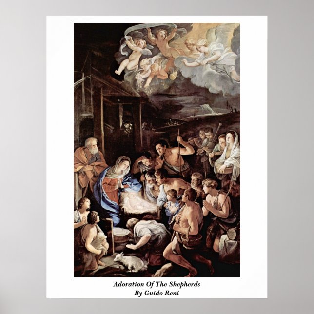Adoration Of The Shepherds By Guido Reni Poster (Front)
