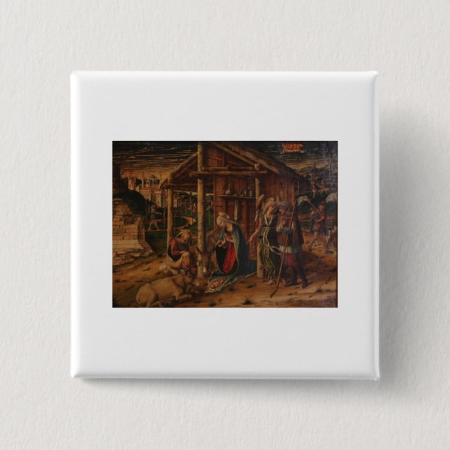 Adoration of the Shepherds - Carlo Crivelli - c148 2 Inch Square Button (Front)