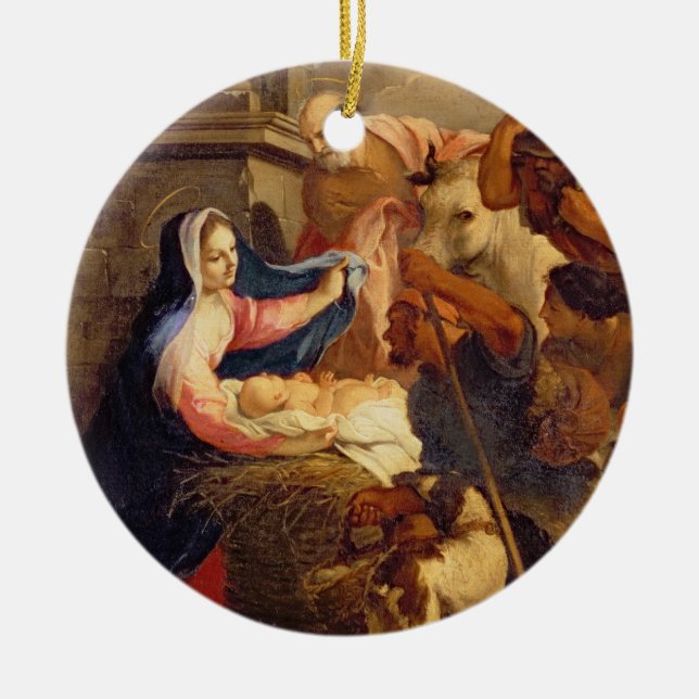 Adoration of the Shepherds Ceramic Ornament (Front)