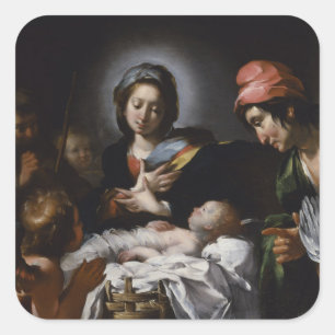 Adoration of the Shepherds, circa 1615 Square Sticker