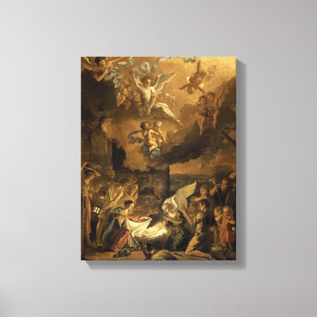 Adoration of the Shepherds Fine Art Christmas Canvas Print (Front)