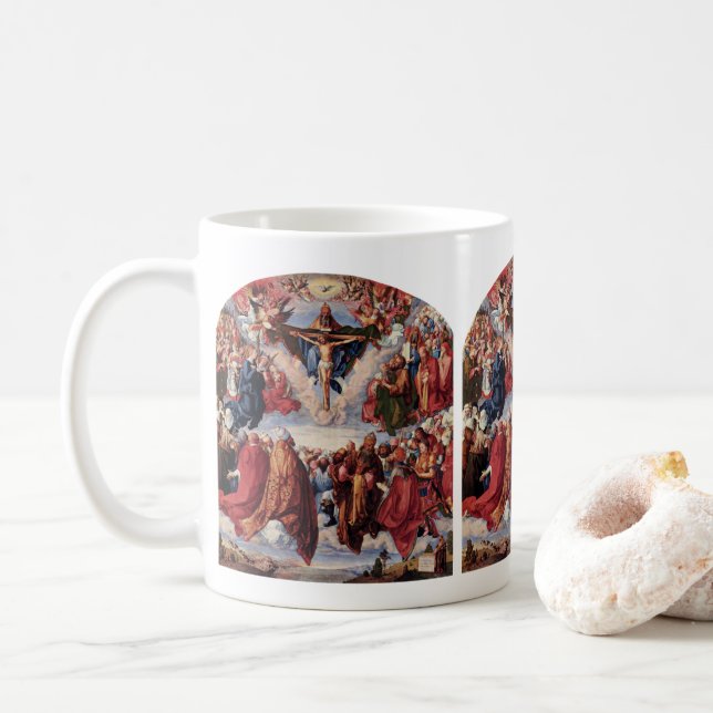 Adoration of the Trinity by Albrecht Durer, 1511 Coffee Mug (With Donut)