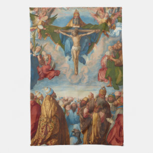 Adoration of the Trinity, detail by Albrecht Durer Kitchen Towel