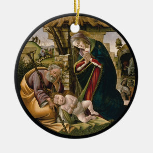 Adoration with Joseph, Mary and Baby Jesus Ceramic Ornament