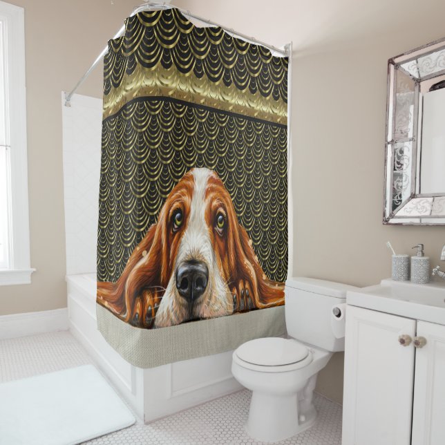 Adorbs Basset Hound Shower Curtain (In Situ)