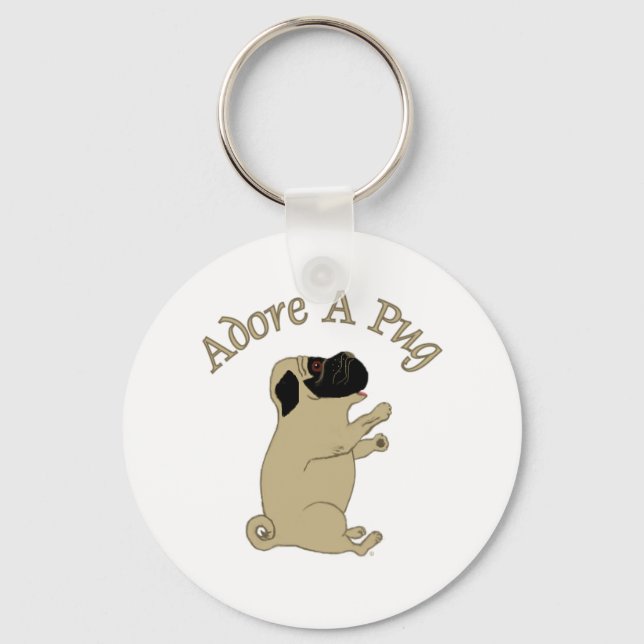 adore a pug keychain (Front)