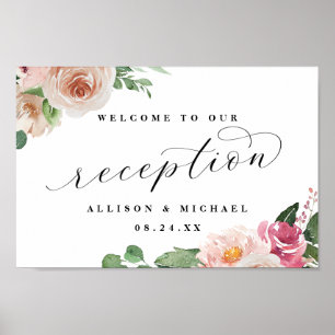 Adore Floral Calligraphy Reception Welcome Sign