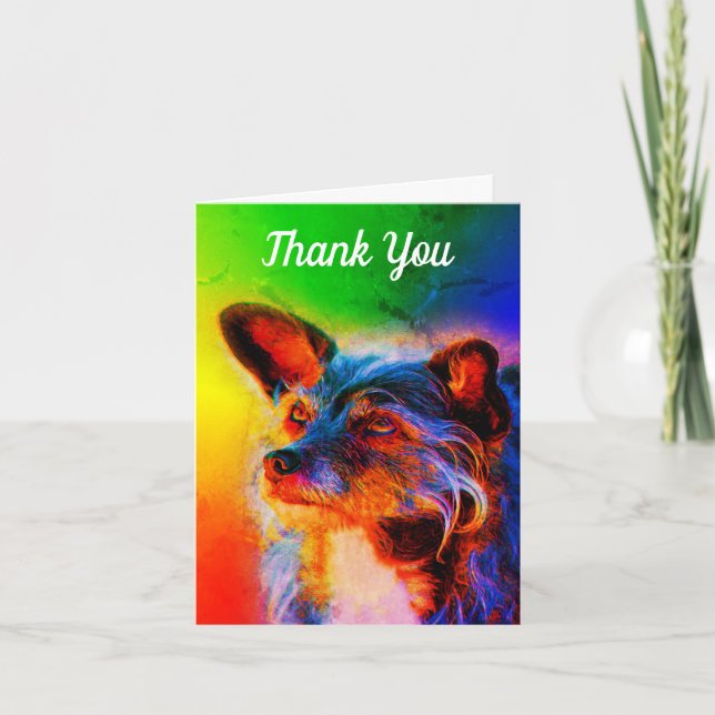 Adoring Eyes Dog Art Animal Thank You Card (Front)