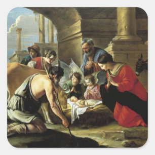 Adoring Shepherds 17th Century Square Sticker