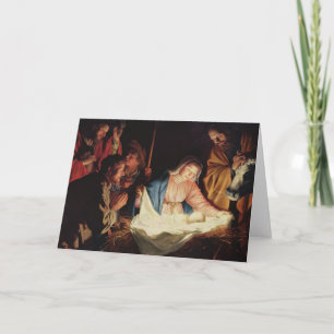 Adoring Shepherds by Gerard van Honthorst Holiday Card
