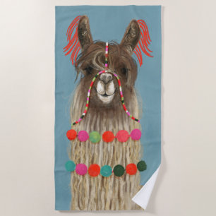 Adorned Llama - Brown Beach Towel