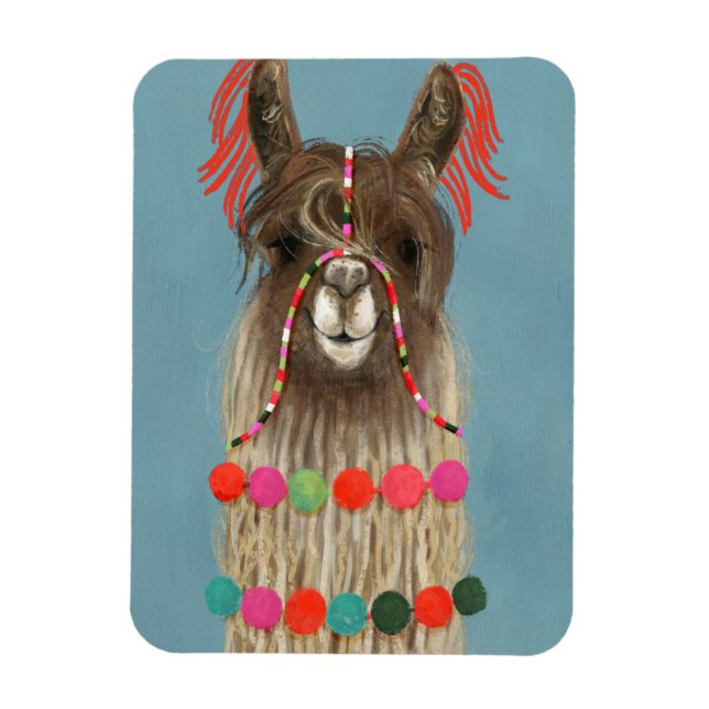 Adorned Llama - Brown Magnet (Vertical)